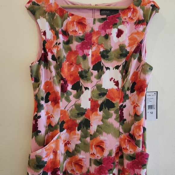 Donna Ricco Bright Floral Bateau Neck Midi Dress Size 12 - Picture 4 of 14